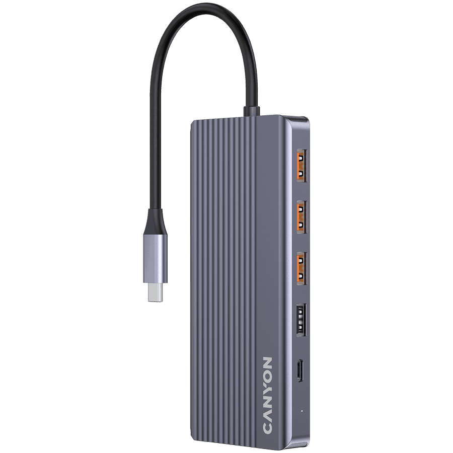 DS-16 USB-C docking hub 13-u-1, 2× HDMI, DP, LAN
