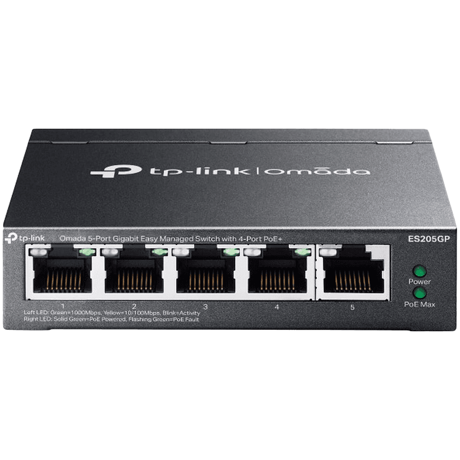Omada 5-Port Gigabit Easy Managed 4-Port PoE+ 4× Gigabit PoE+ Ports