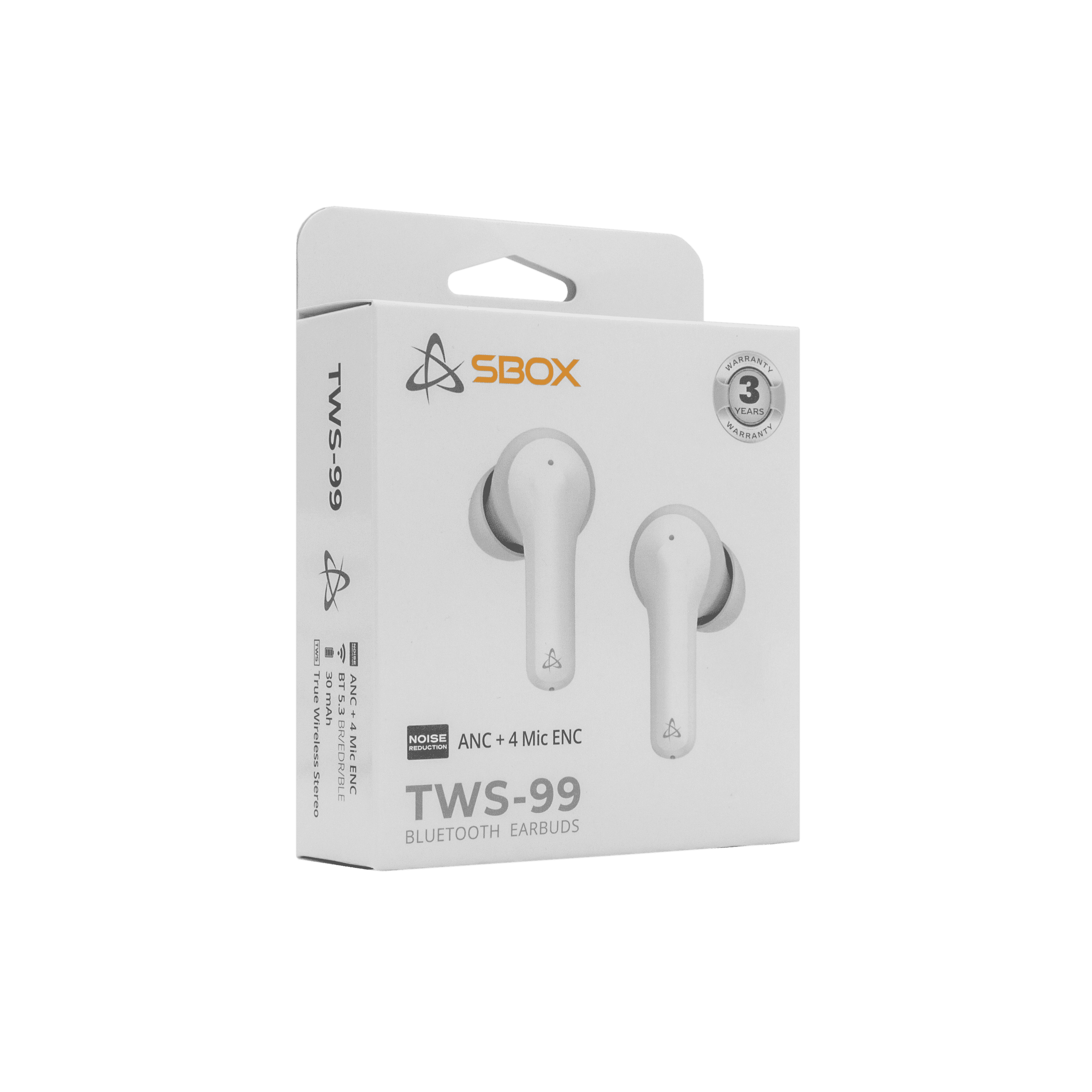 EARBUDS SBOX EB-TWS-99 Bijele/ANC+ 4 Mic ENC — fotografija 2