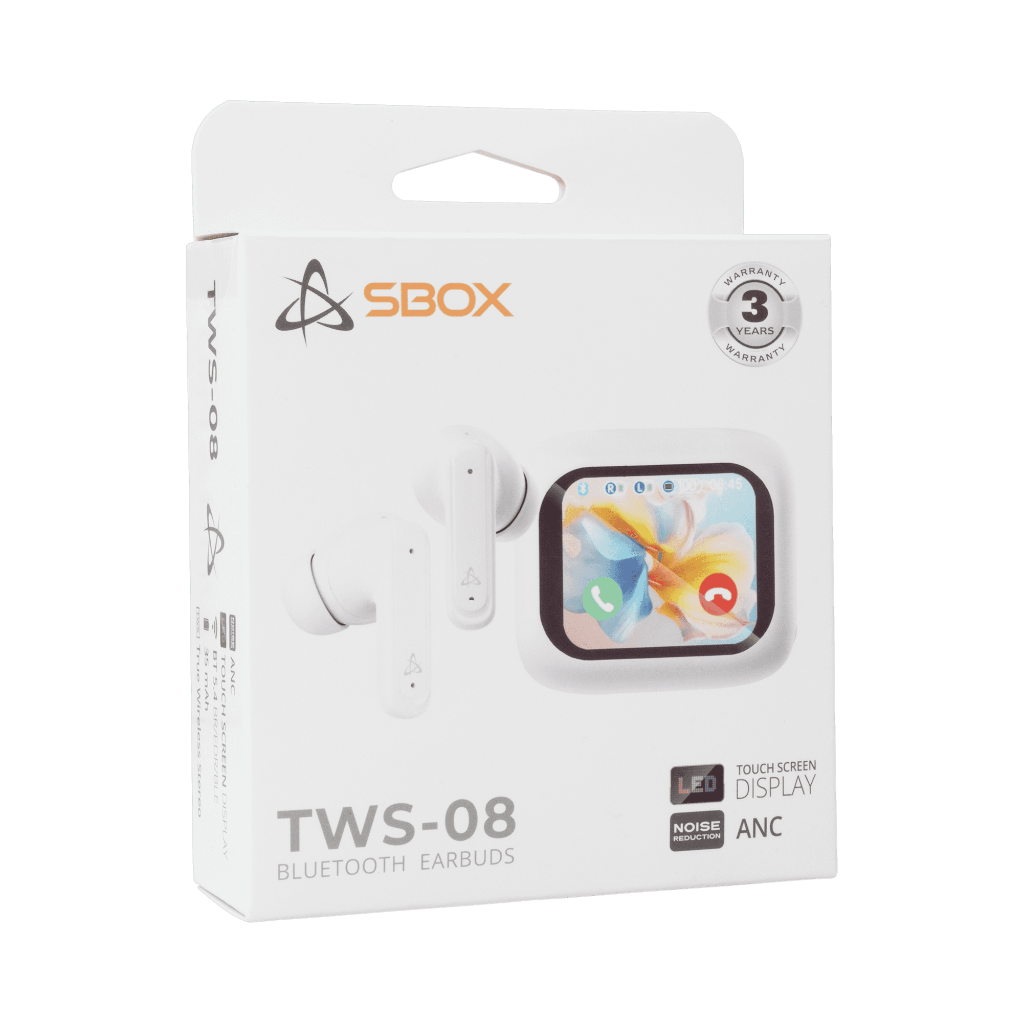 EARBUDS SBOX EB-TWS08 Bijele ANC Touch Display — fotografija 5