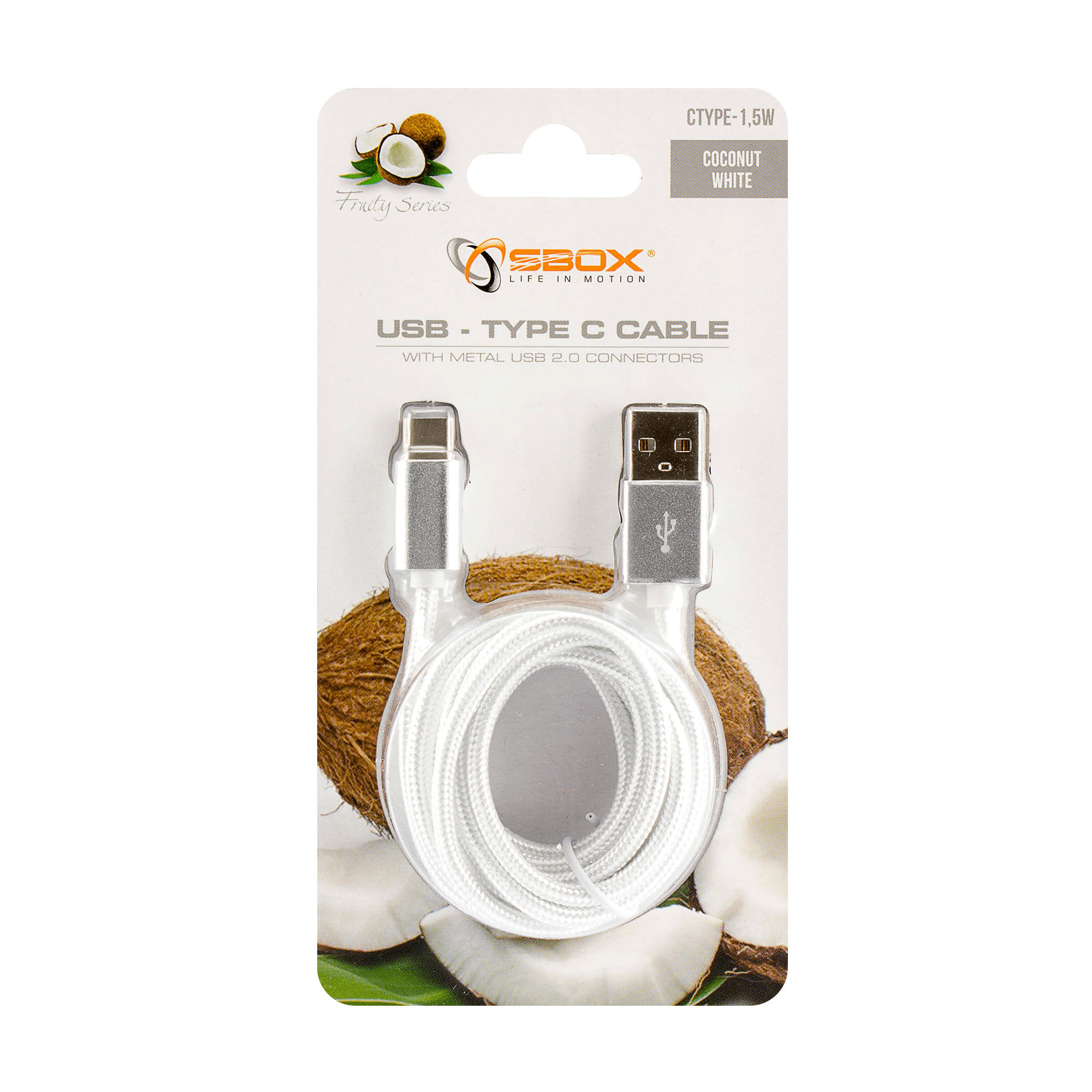 KABEL SBOX USB->TYPE C M/M 1,5M Fruity Bijeli — fotografija 2