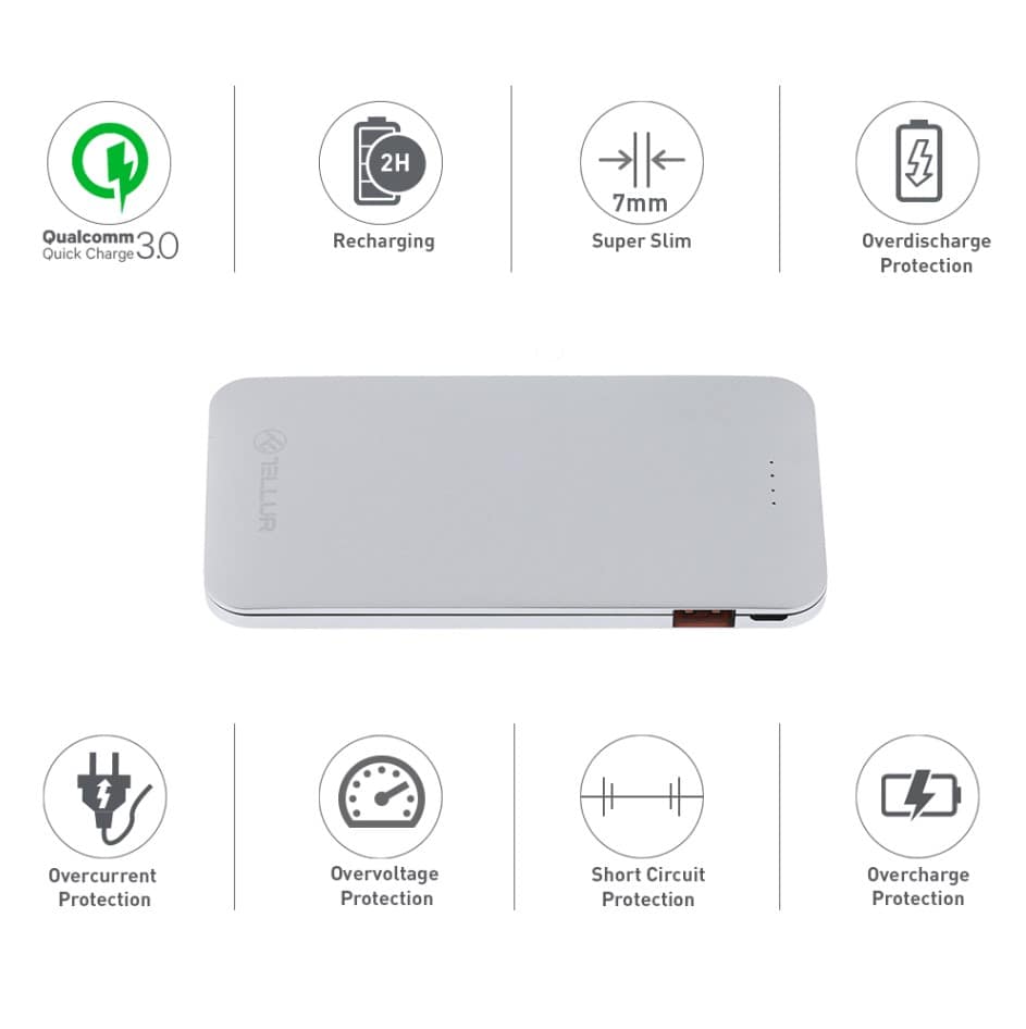 QC 3.0 FAST CHARGE, 5000mAh, SILVER — fotografija 4