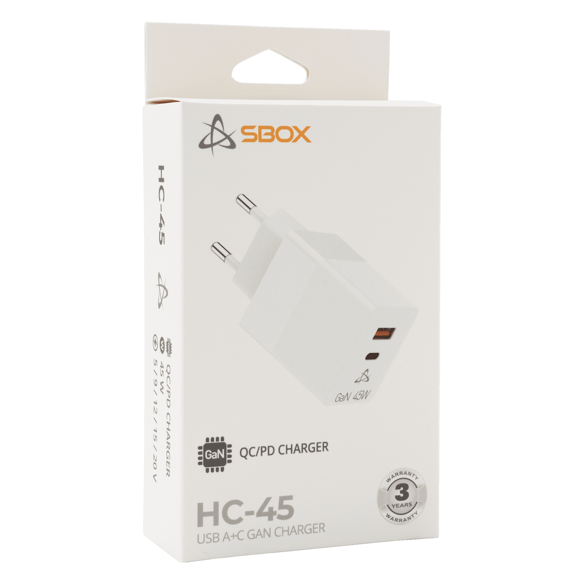 USB KUĆNI PUNJAČ SBOX HC-45 / 2 ULAZA 45W GAN — fotografija 4