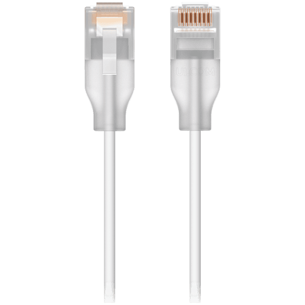 Ubiquiti UACC-Cable-Patch-EL-0.3M-W Nano-thin patch cable with 2.5 GbE support designed to show Etherlighting effects