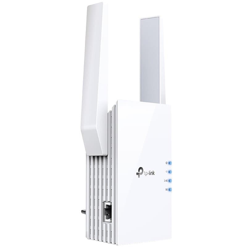 TP-Link RE605X AX1800 Wi-Fi 6 Range Extender,574 Mbps at 2.4 GHz + 1201 Mbps at 5 GHz,2 × External Antennas, 1 × Gigabit Port, Broadcom 1.5GHz Quad-Core CPU,Wall Plugged,Tether App,WPS,Intelligent Signal Light,RE/AP Mode, OneMesh,Beamforming,MU-MIMO