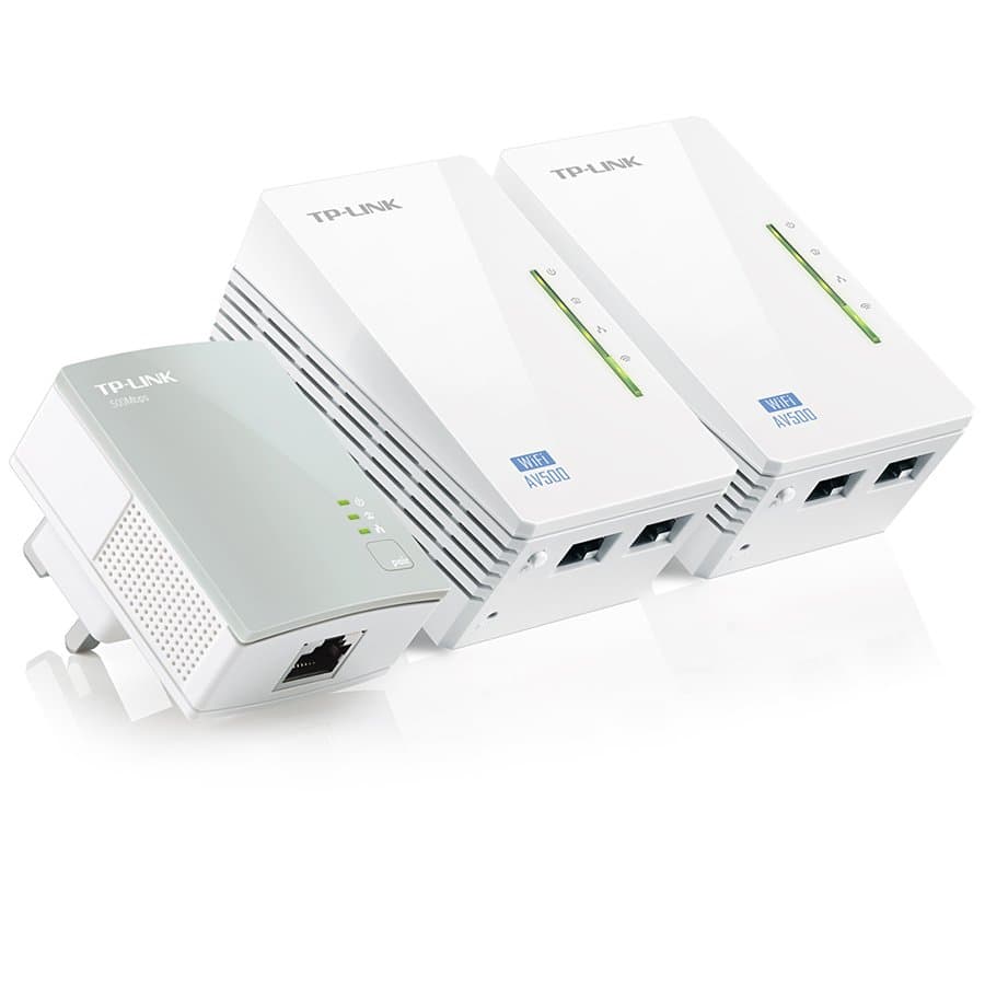 AV500 2-port Powerline WiFi Extender 3-pack KIT, including 2 TL-WPA4220 and 1 TL-PA4010, 500Mbps Powerline datarate, 300Mbps wireleses N,Plug and Play, 2 fast ethernet ports, WiFi Clone, Support Multiple IPTV Streams