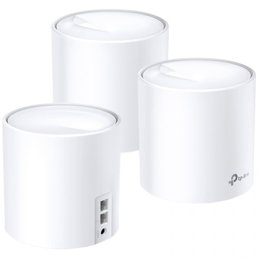 AX5400 Whole Home Mesh Wi-Fi 6 System SPEED: 574 Mbps at 2.4 GHz + 2402 Mbps at 5 GHz SPEC: 4× Internal Antennas, 2× Gigabit Ports (WAN/LAN auto-sensing), 4 Streams for 5 GHz FEATURE: Deco App, Router/AP Mode, IPv6, IPTV