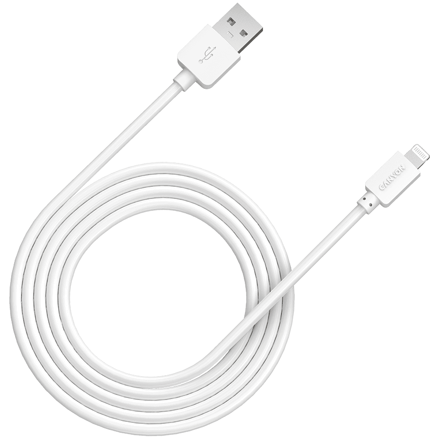 CANYON Lightning USB Cable for Apple, round, 1M, White