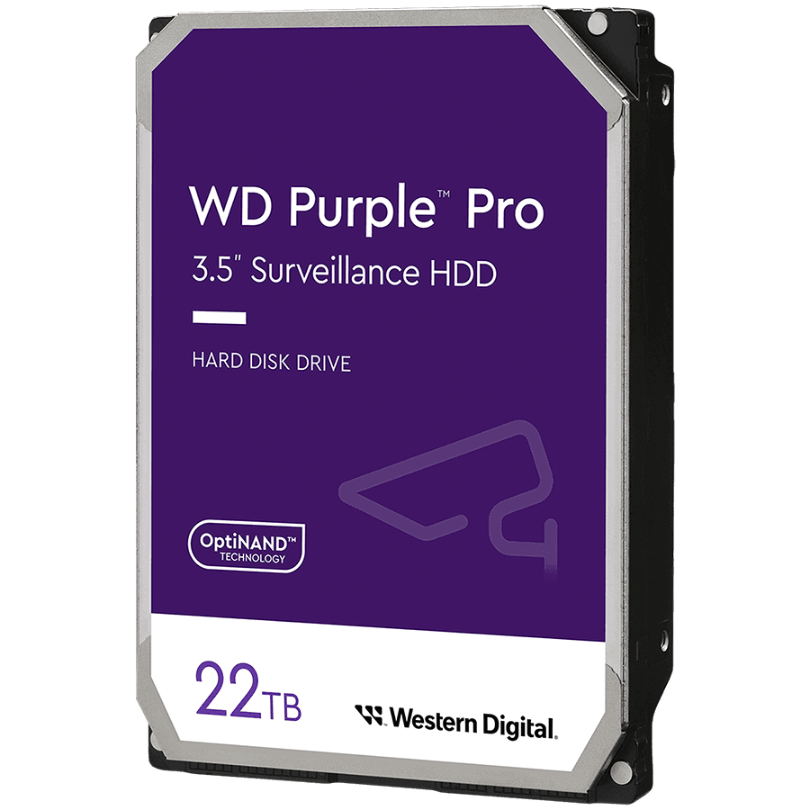 HDD Video Surveillance WD Purple Pro 22TB CMR (3.5'', 512MB, 7200 RPM, SATA 6Gbps, 550TB/year)