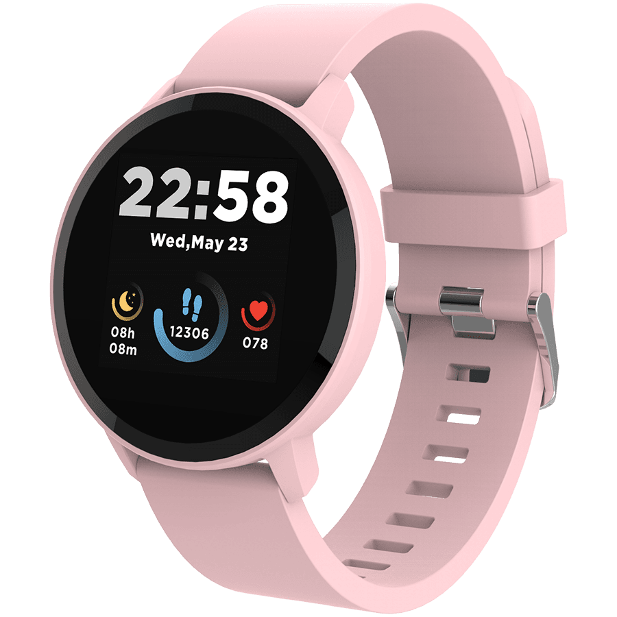 CANYON Lollypop SW-63, Smart watch, 1.3inches IPS full touch screen, Round watch, IP68 waterproof, multi-sport mode, BT5.0, compatibility with iOS and android, Pink, Host: 25.2*42.5*10.7mm, Strap: 20*250mm, 45g