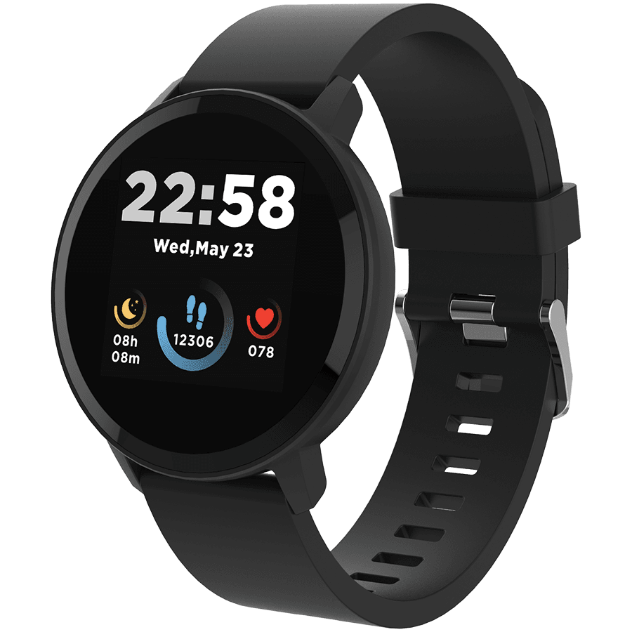 CANYON Lollypop SW-63, Smart watch, 1.3inches IPS full touch screen, Round watch, IP68 waterproof, multi-sport mode, BT5.0, compatibility with iOS and android, black, Host: 25.2*42.5*10.7mm, Strap: 20*250mm, 45g
