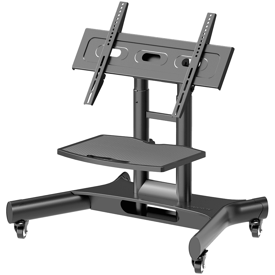 ONKRON Tilting Mobile TV Stand for 32'' – 70 Inch LCD LED OLED TV Screens & Touch Panels Rolling TV Cart on Wheels with Shelf, Black