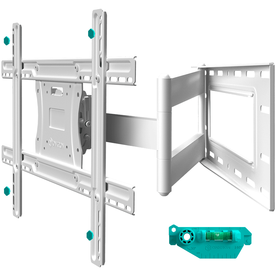 ONKRON Full Motion TV Wall Mount for 40 to 75-inch Flat Panel TVs Digital Panels 68,2 kg, White