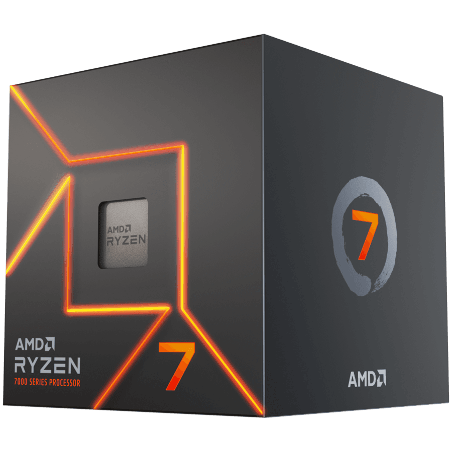 AMD CPU Desktop Ryzen 7 8C/16T 7700 (5.3GHz Max, 40MB,65W,AM5) box, with Radeon Graphics and Wraith Prism Cooler