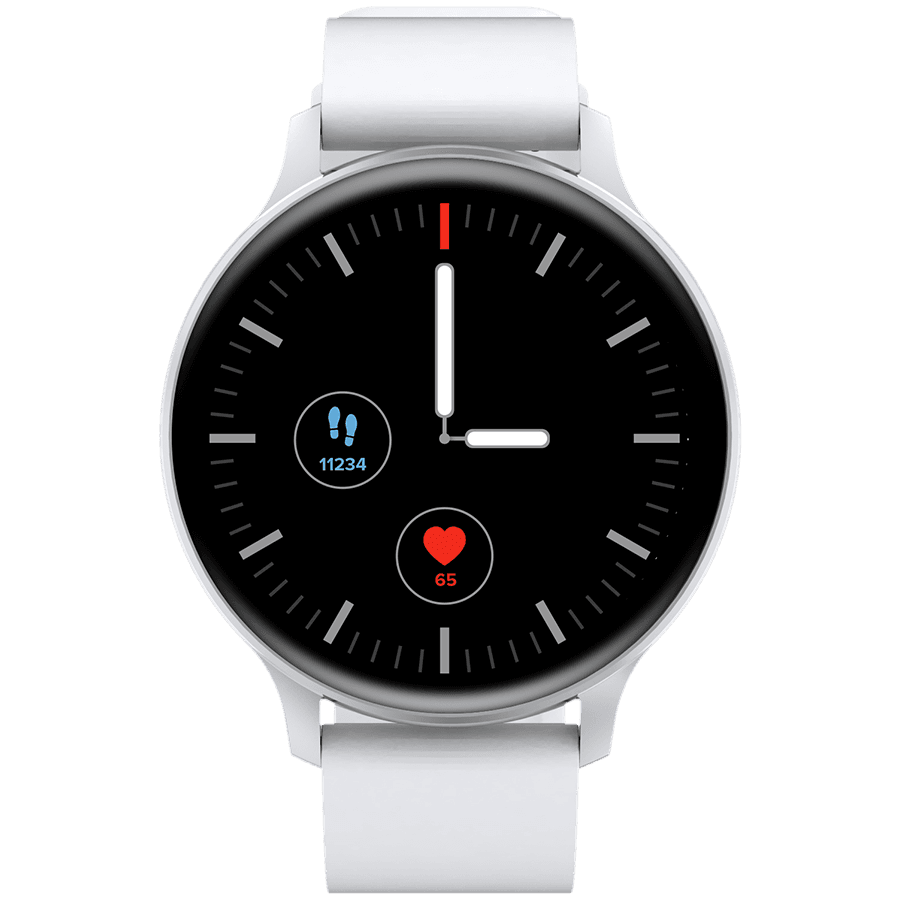 CANYON Badian SW-68, Smartwatch, Realtek 8762CK, 1.28''TFT 240x240px; RAM : 160KB,  Lithium-ion polymer battery, 3.7V 190mAh Include, Silver Zinc alloy middle frame + plastic bottom case+ white Silicone strap + silver strap buckle, 44.9x 10.9mm, strap: 20x220mm, 50.64g