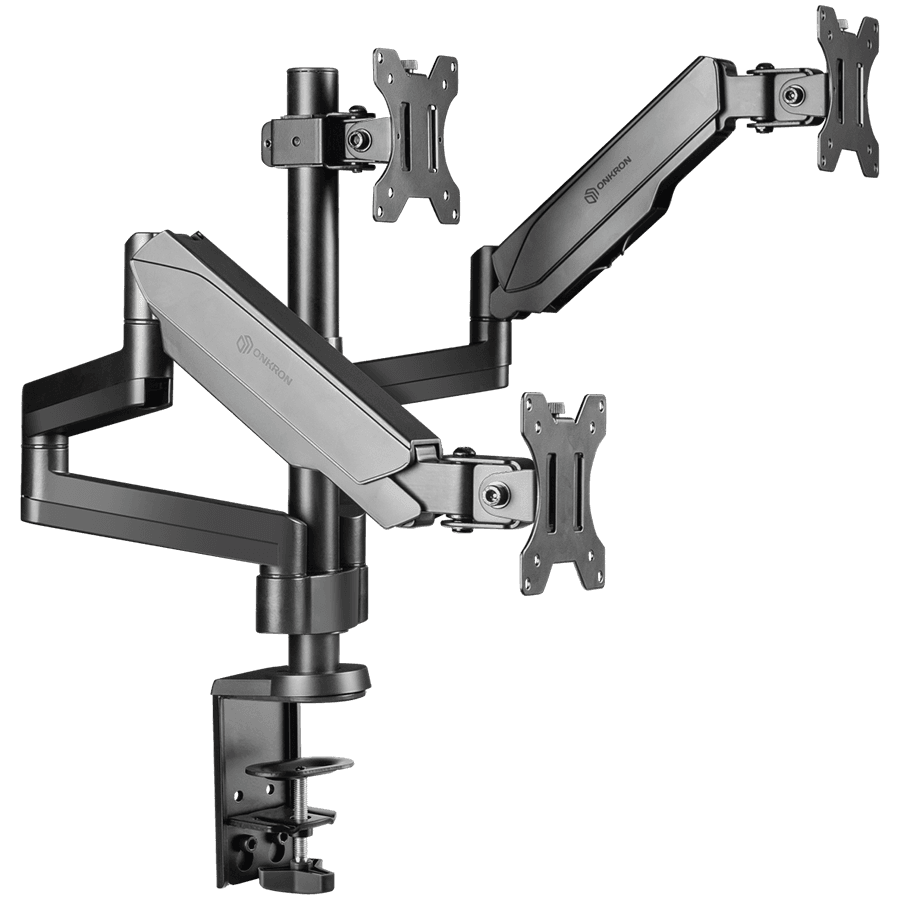 ONKRON Triple Monitor Desk Mount Stand for 13-32-Inch LCD LED Screens up to 8 kg, Black