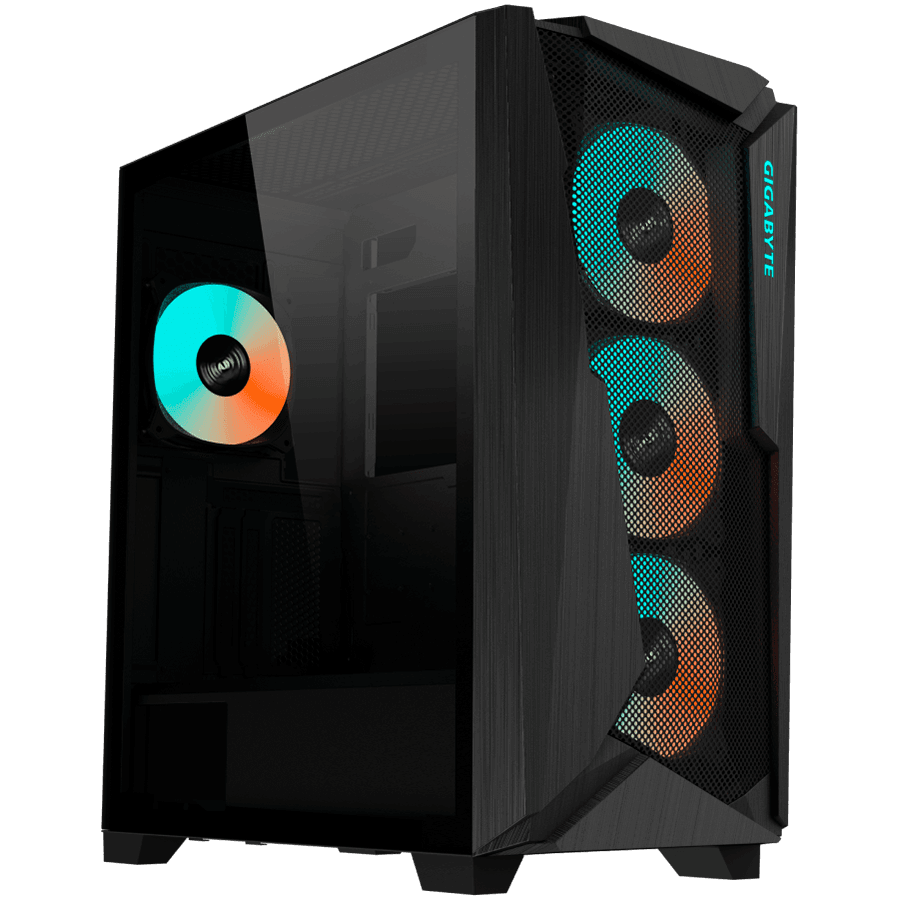 GIGABYTE C301 GLASS Midi Tower, E-ATX, USB 3.1 Gen2 Type-C x1, USB 3.0 x2, Audio In & Out, LED Switch, 4x 120mm ARGB fans, ARGB Hub (6x 3pin), Tempered Glass, Black