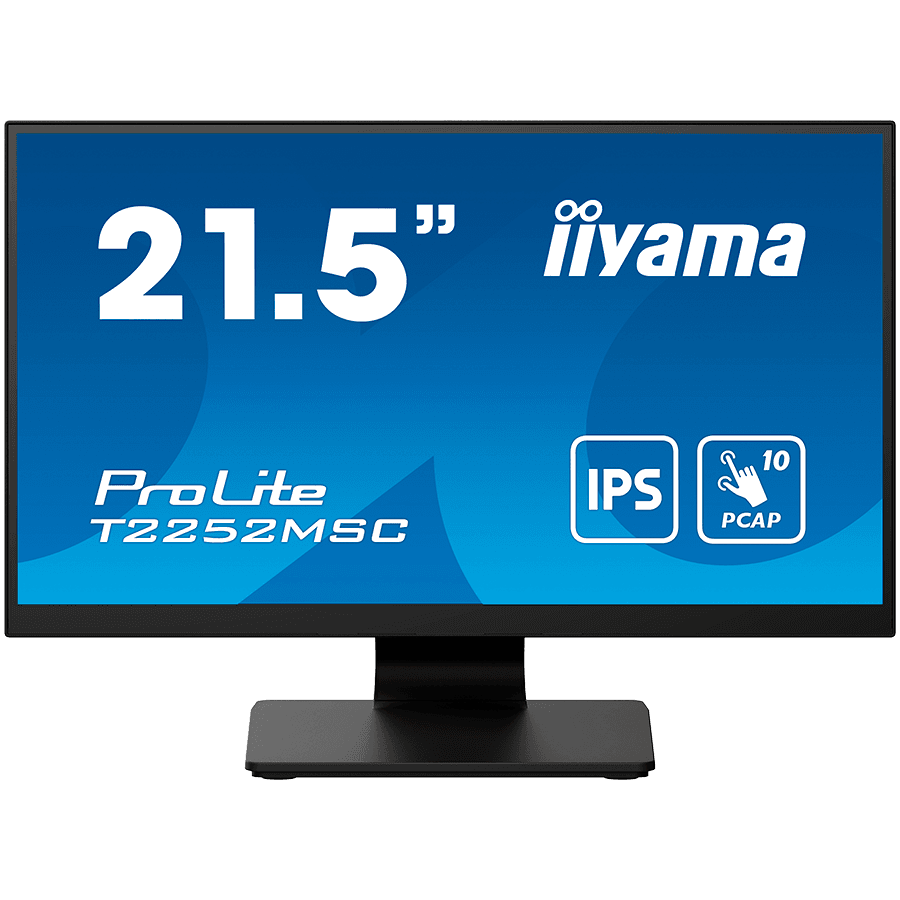 IIYAMA Monitor LED T2252MSC-B2 21.5" IPS TOUCH Capacitive 1920 x 1080, 250 cd/m², 1000:1, 5ms, Touch points 10, Touch method stylus, finger, glove, Touch interface USB, HDMI x1, DisplayPort x1, Speakers 2 x 1W, Tilt, VESA