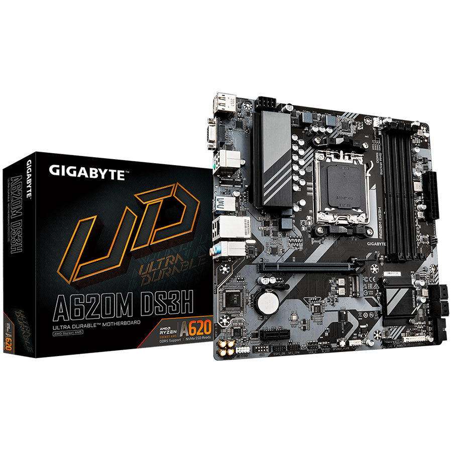 GIGABYTE MB AM5, A620, 4xDDR5, VGA+ DP + HDMI, 1xPCIe x16, 1xPCIe x1, 1xM.2, 4xSATA, GbE LAN, mATX