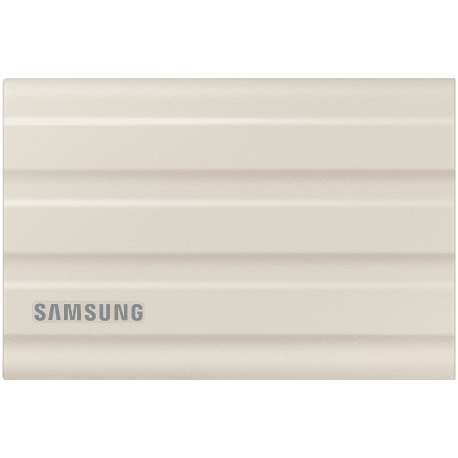 SAMSUNG T7 Shield Ext SSD 2000 GB USB-C beige 1050/1000 MB/s 3 yrs, included USB Type C-to-C and Type C-to-A cables, Rugged storage featuring IP65 rated dust and water resistance and up to 3-meter drop resistant