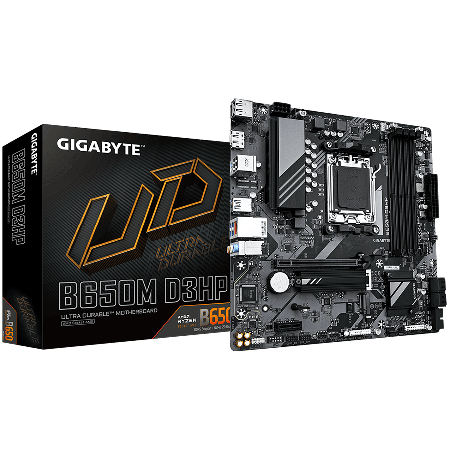 GIGABYTE Mainboard Desktop B650M D3HP (AM5, 4xDDR5, 1xHDMI, 2xDP, 2.5GLAN, 1xPCIe x16,  1xPCIe x1 3.0, 2xM.2, 4xSATA3, 1xUSB-C USB3.2 Gen1) mATX