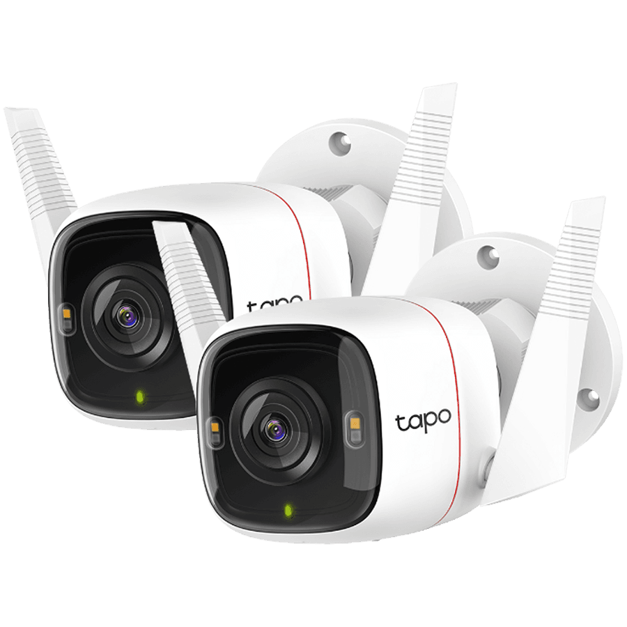 Tapo C310P2 Outdoor Security Wi-Fi Camera, 2-Pack, 2K (2304x1296), 2.4 GHz, 2 × External Antennas, 1 × Ethernet Port, Smart AI Detection and Notifications (motion, people), Sound and Light Alarm, Remote Control, Two-Way Audio, Voice Control