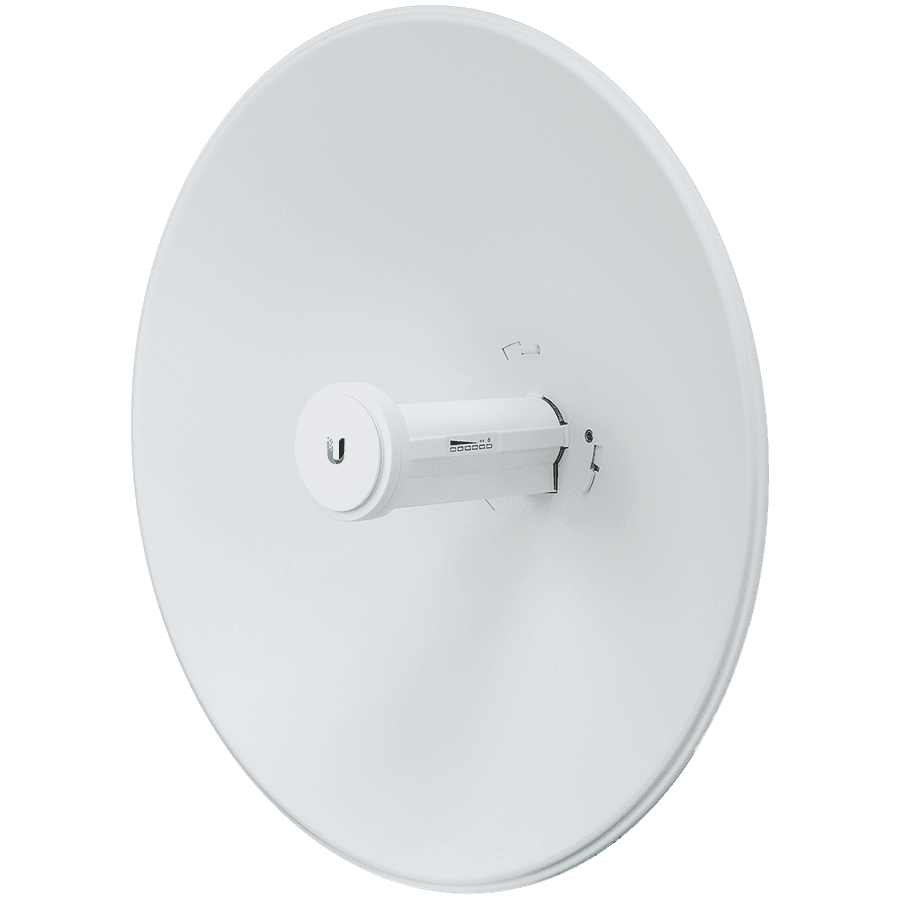 Ubiquiti airMAX PowerBeam 5AC, High-performance 5 GHz Point-to-Point (PtP) bridge with integrated dish reflector, 5 GHz, 15+ km link range, 450+ Mbps throughput, Dedicated spectral analysis radio, Dedicated WiFi management radio, 1 x GbE RJ45 port