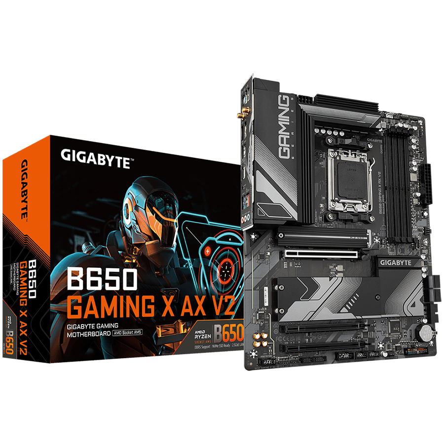 GIGABYTE MB B650 GAMING X AX V2 (AM5. 4xDDR5 128, 1x PCI-E 4.0 x16x16, 2x PCI-E 3.0 x16x1, 4x SATA, 3x M.2 PCIe 4.0, 3x USB Gen1, 1x USB Gen2, 3x USB 2.0, 1x USB 3.2 Gen 2 Type-C, 1xHDMI, 1xDP, Wi-Fi 6E, 2.5GbE LAN, ATX, Retail)
