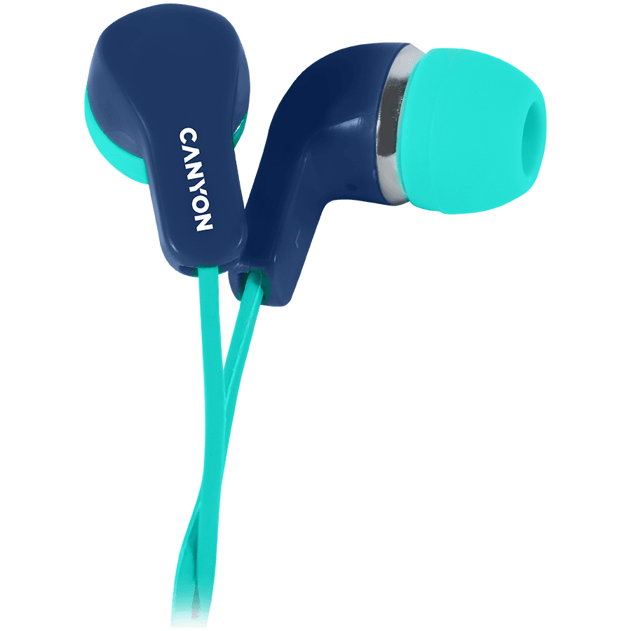 CANYON Stereo Earphones with inline microphone, Green+Blue