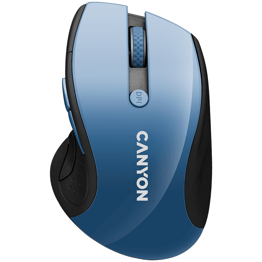 CANYON 2.4Ghz wireless mouse, optical tracking - blue LED, 6 buttons, DPI 1000/1200/1600, Blue Gray pearl glossy