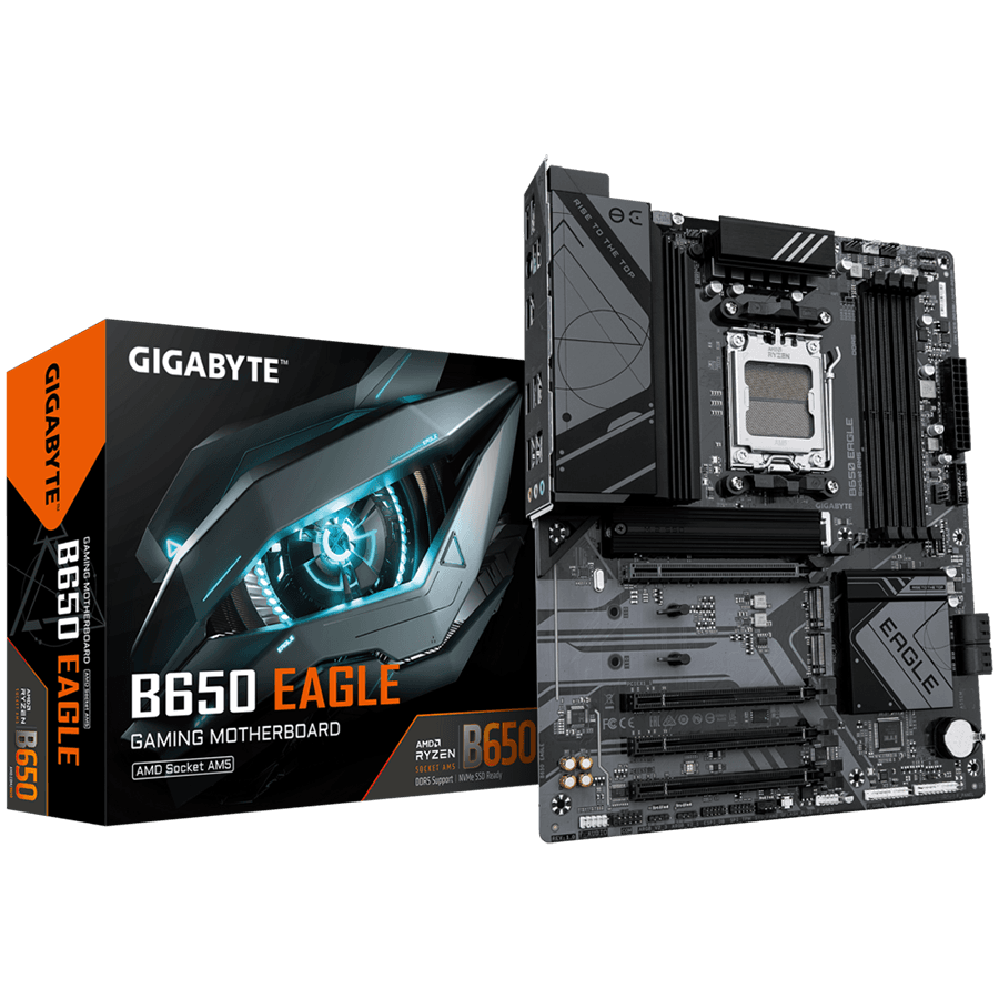 GIGABYTE MB B650 EAGLE (AM5, 4xDDR5 128, 1x PCI-E 4.0 x16x16, 3x PCI-E 3.0 x16x1, 4x SATA, 3x M.2 PCIe 4.0, 1xHDMI, 1xDP, 2.5GbE LAN, ATX, Retail)
