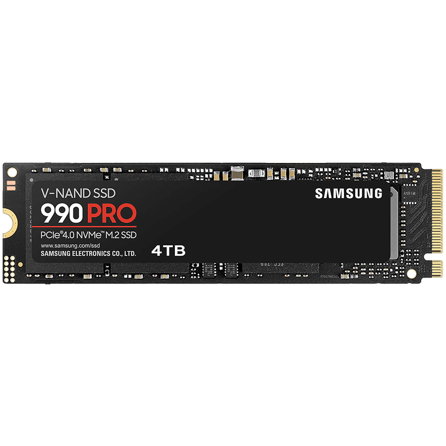 SAMSUNG 990 Pro SSD Client M.2 22x80mm NVMe PCIe® Gen4 4 TB,  Sequential Read: 7450 MBps,  Sequential Write: 6900 MBps,  Triple-Level Cell