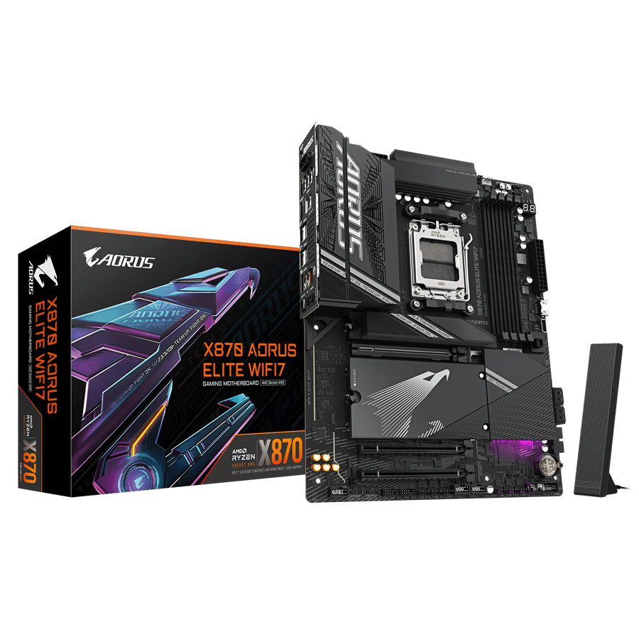 GIGABYTE Mainboard Desktop X870 AORUS ELITE WIFI7 (X870 AM5, 4xDDR5, 2.5GbE LAN, Wi-Fi 7) ATX