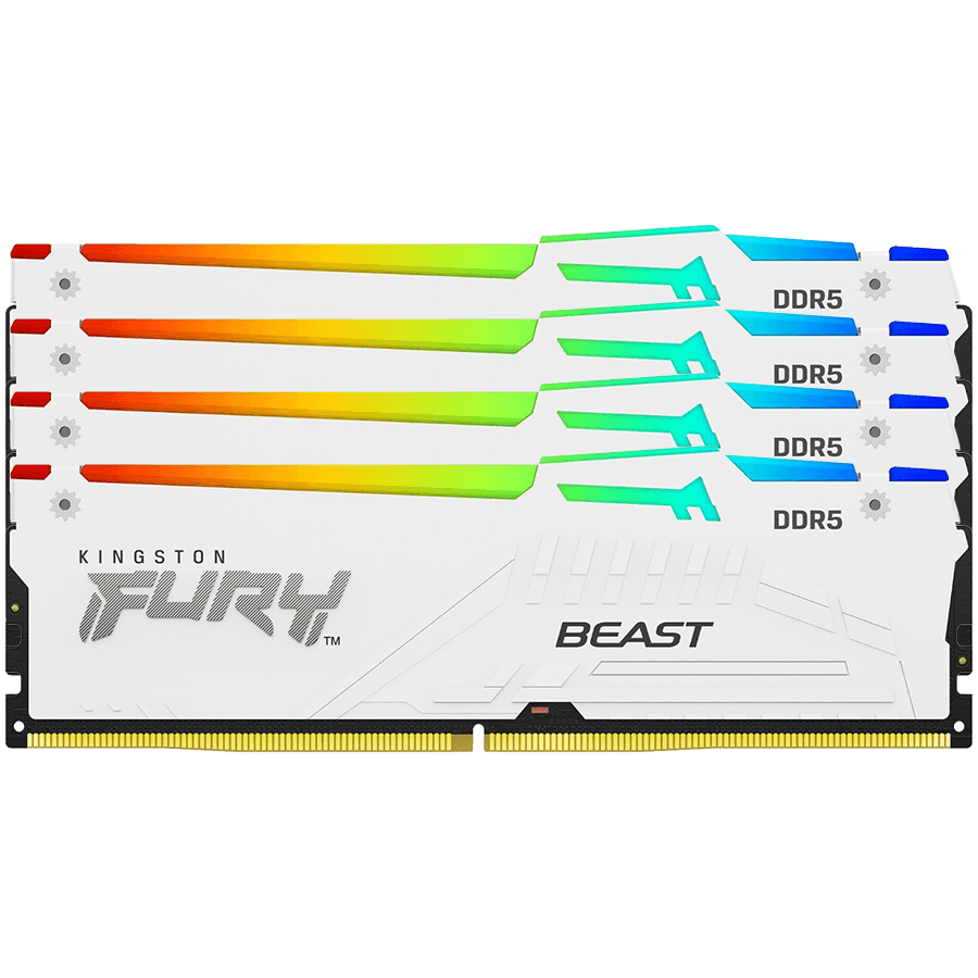 Kingston DRAM 64GB 5600MT/s DDR5 CL40 DIMM (Kit of 4) FURY Beast White RGB XMP