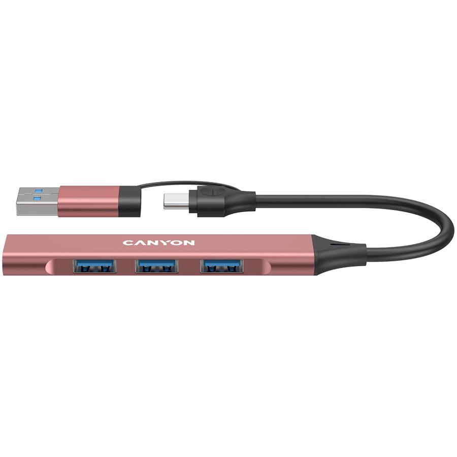 CANYON hub DS-02 4in1 USB-A/C Pink