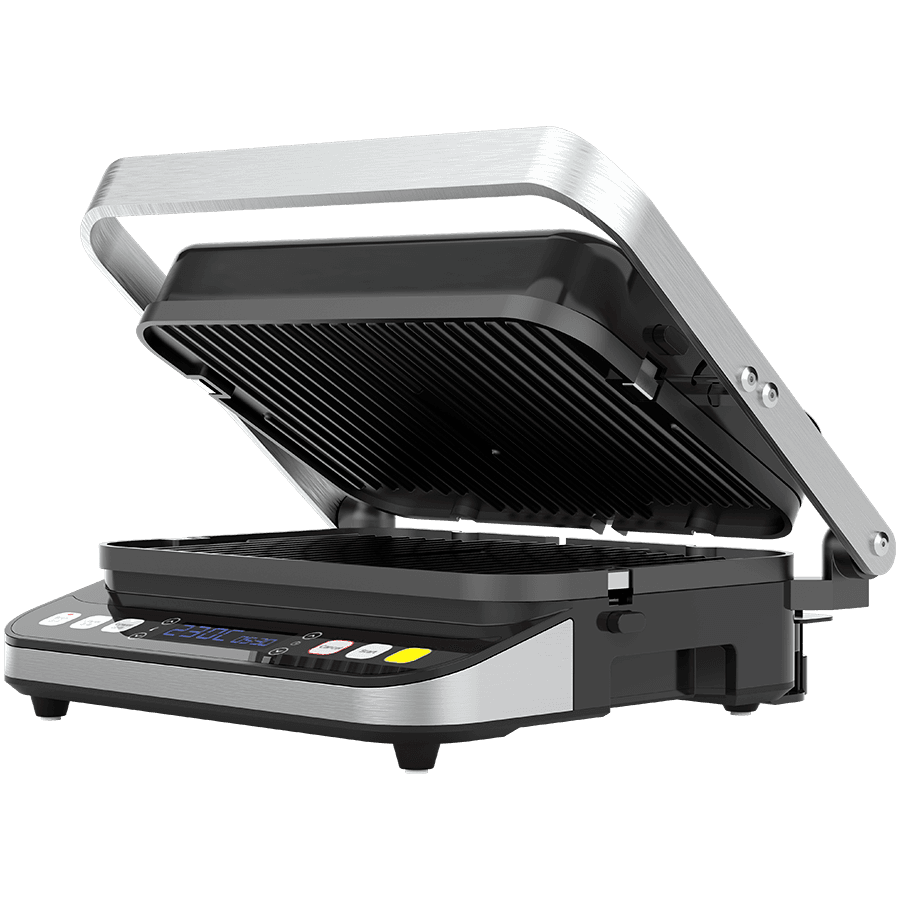 AENO ''Electric Grill EG1: 2000W, 3 heating modes - Upper Grill, Lower Grill, Both Grills  Defrost, Max opening angle -180°, Temperature regulation, Timer, Removable double-sided plates, Plate size 320*220mm''