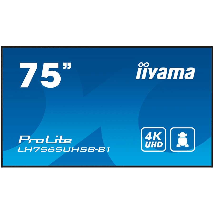 IIYAMA LFD LH7565UHSB-B1 74.5" 3840x2160 16:9 800cd 1200:1 Android 11 OS, iiSignage2, FailOver, EShare 24/7 landscape, portrait