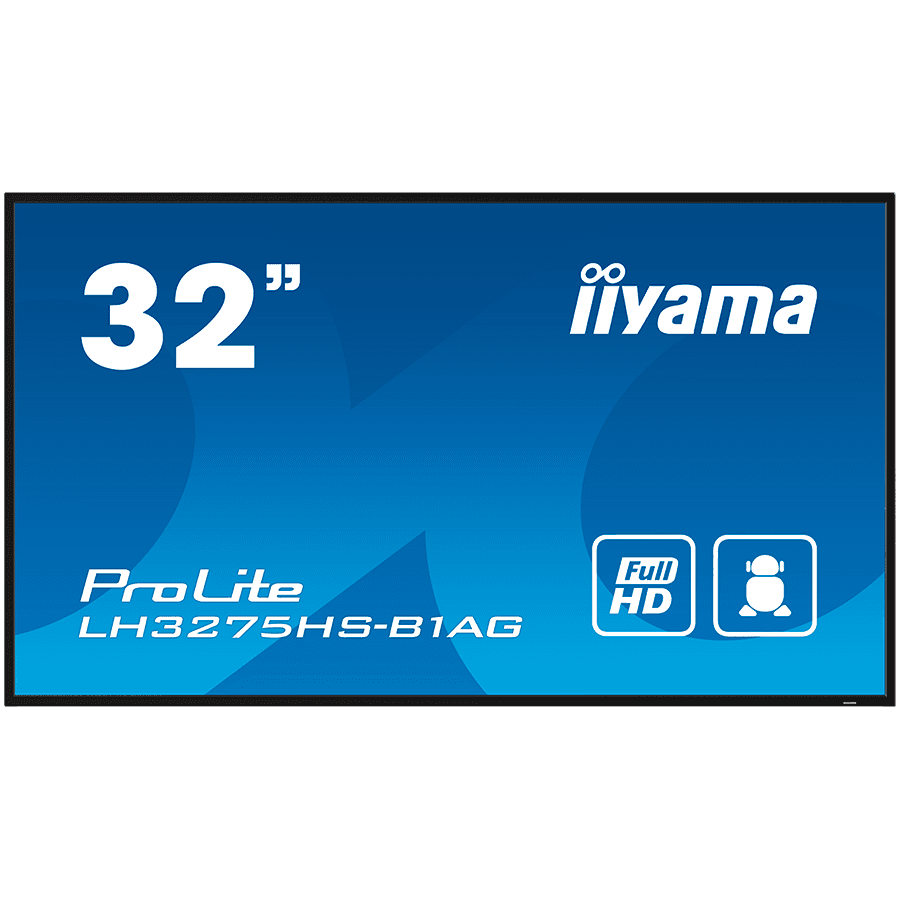IIYAMA LFD LH3275HS-B1AG 32" Full HD Professional Digital Signage 24/7  31.5" 1920 x 1080 @60Hz 500 cd/m² 1200:1 8ms Android 11 OS, iiSignage2, FailOver, EShare landscape, portrait