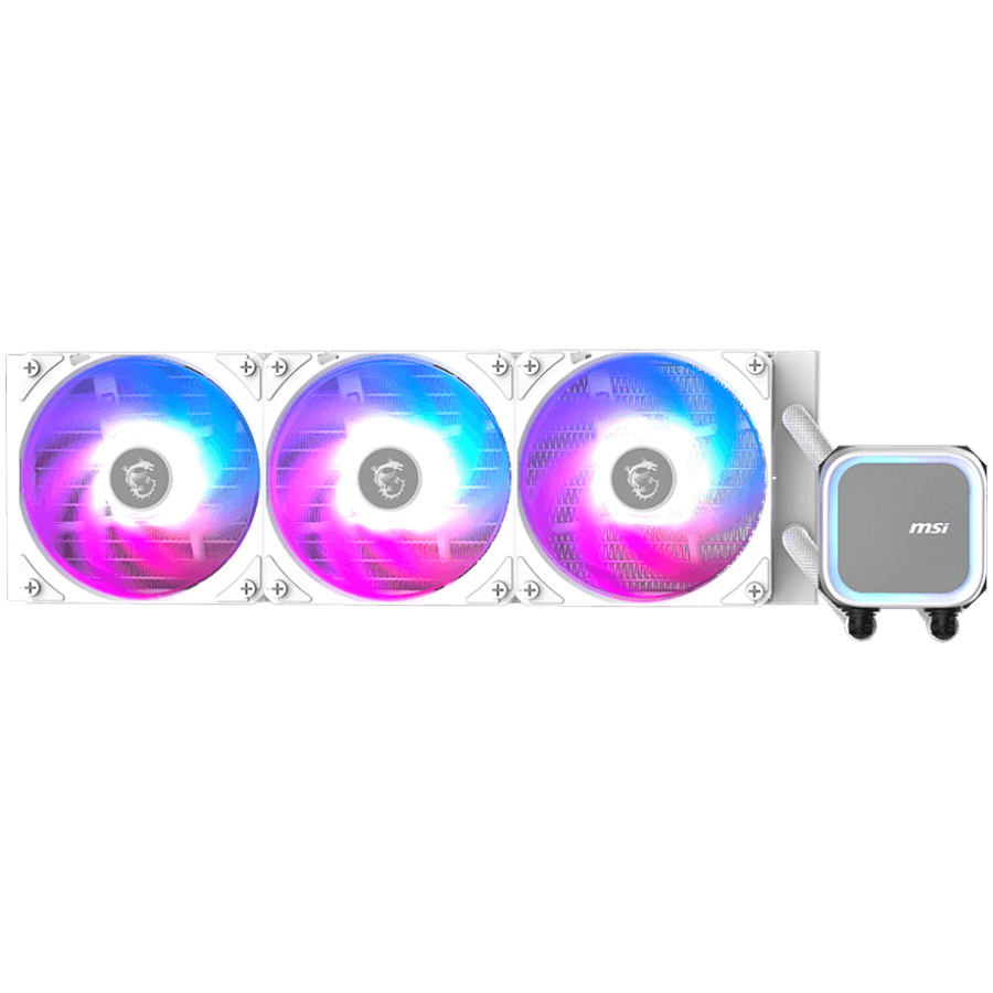 MSI MAG CORELIQUID A13 360 WHITE, 3x120mm Pre-installed ARGB Daisy Chain Fans, Replacable Top Cover, Copper Base Intel LGA 1700/1851, AMD AM5/AM4, 3Y Warranty