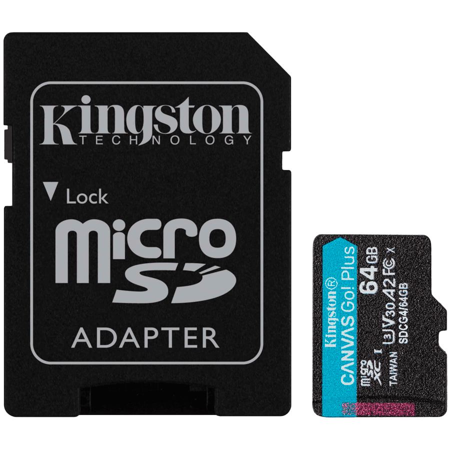 Kingston 64GB microSDXC Canvas Go Plus Gen4 200MB/s A2 U3 V30 Card + Adapter