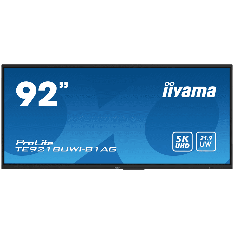 92" UW5K 5120x2160 VA Anti-Glare, 50-Points Touch,450cd/m2, Metal, Fan-less, SP 2x 16W + 16W subwoofer, Mic Array 8x, HDMI 4x, HDMI-out, USB-C 2x up to 100W PD, mini-jack, S/PDIF, LAN 2x, RS232C,  iiWare, WiFi/BT, VESA 800x600, OPC slot, Android 13