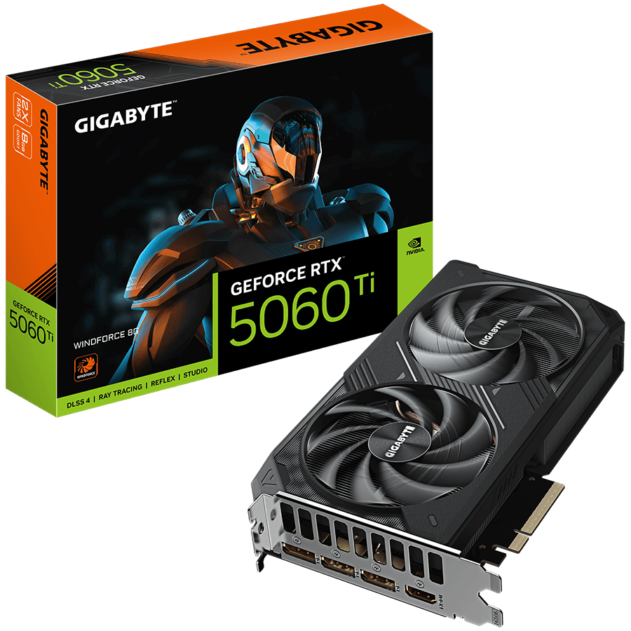GIGABYTE Video Card NVIDIA GeForce RTX 5060 Ti WINDFORCE 8G (8GB GDDR7/128bit, PCI-E 5.0, 1x 8Pin Power connector, Recommended PSU 650W, 3xDP, 1x HDMI, Retail)