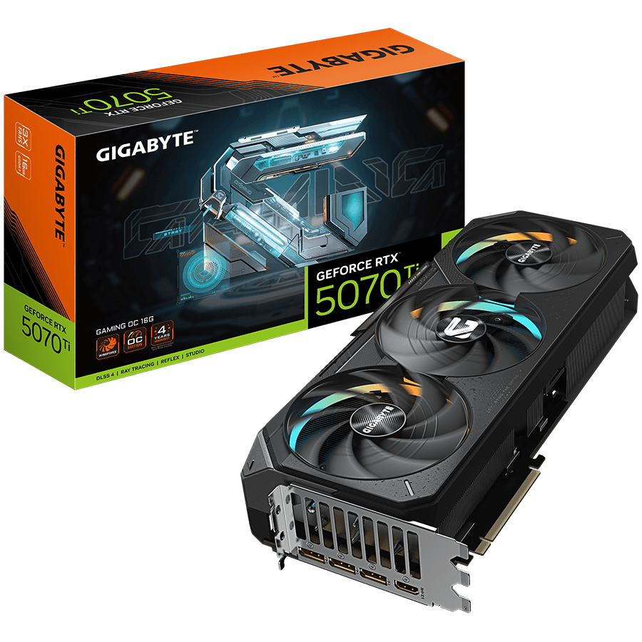 GIGABYTE Video Card NVIDIA GeForce RTX 5070 TI GAMING OC 16G (16GB GDDR7/256bit, PCI-E 5.0, Recommended PSU 750W, 3xDP, 1xHDMI) ATX