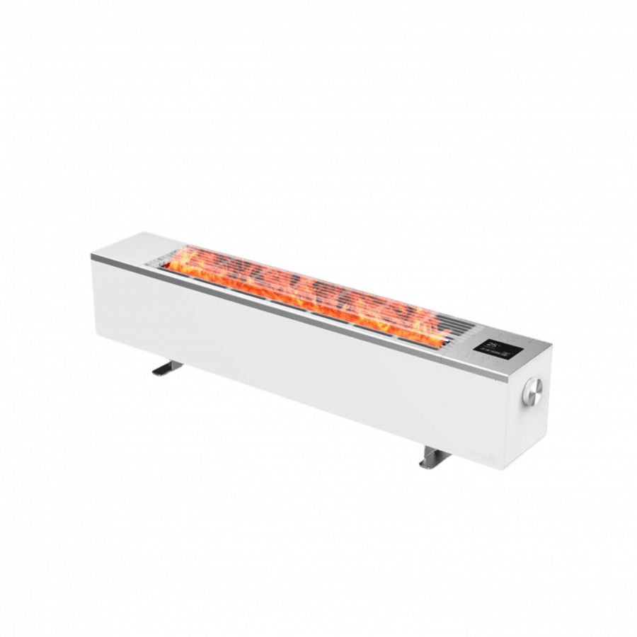 AENO Premium Eco Smart Space Heater, 2000W, 2 power steps, Convection heating type, REAL FIRE effect (12 colors, 100+h), Humidification, Smart Heating, LED color display, Voice control, Water tank 2L, Plug type: EU (E/F), WHITE, Made in Poland