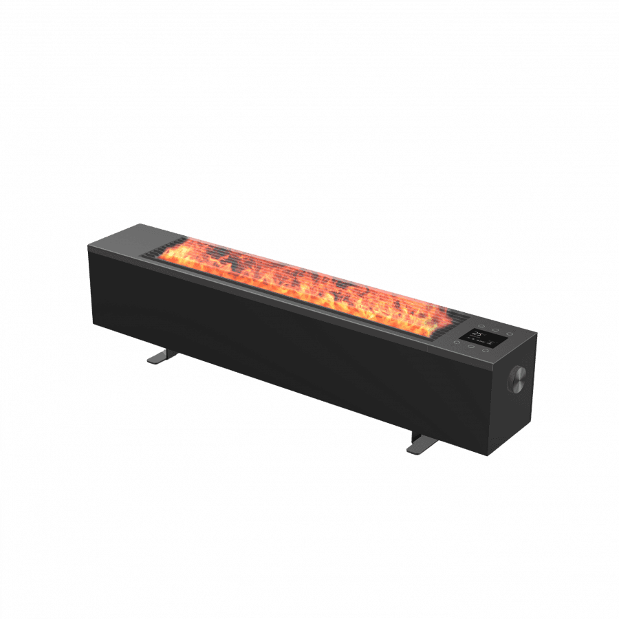 AENO Premium Eco Smart Space Heater, 2000W, 2 power steps, Convection heating type, REAL FIRE effect (12 colors, 100+h), Humidification, Smart Heating, LED color display, Voice control,  Water tank 2L, Plug type: EU (E/F), BLACK, Made in Poland