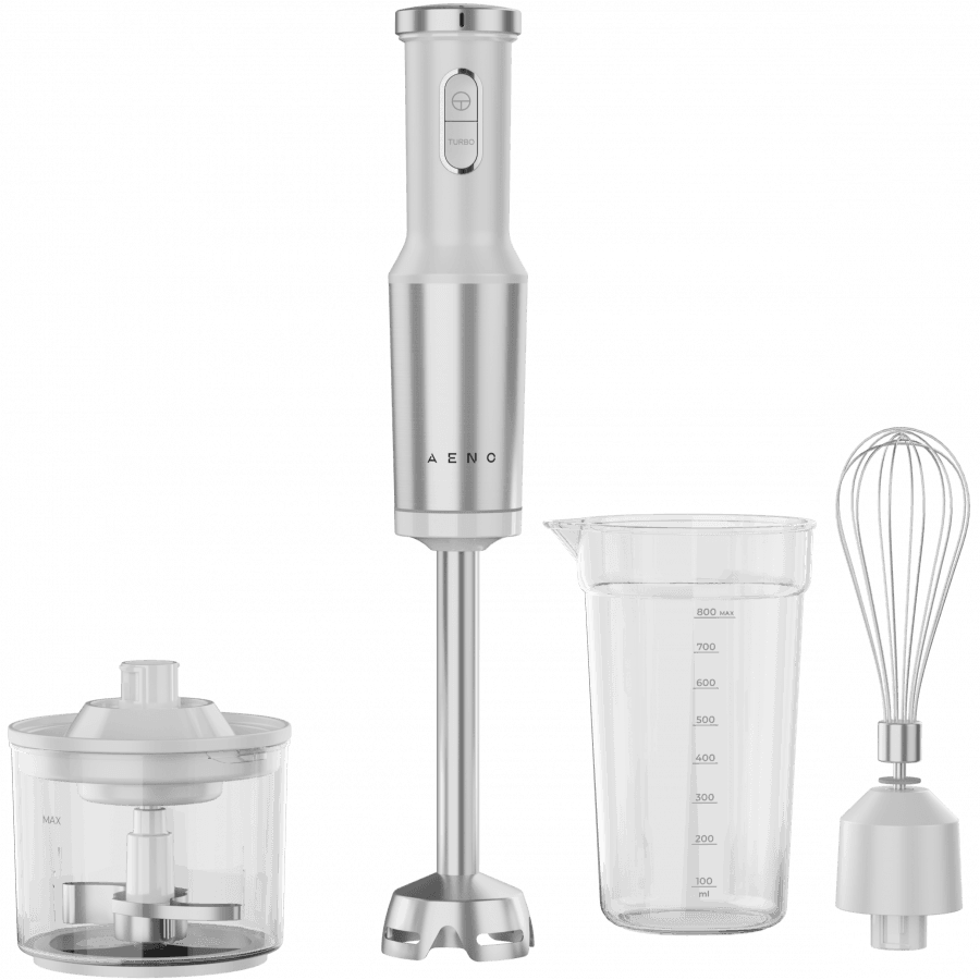 AENO HB4W Hand Blender Set, 1200W, Tiger Teeth Cutter, Whisk, White