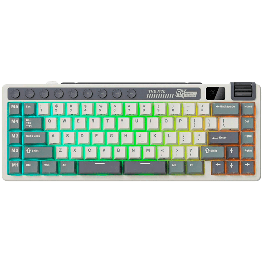 ROYAL KLUDGE RK M70 Cyan Purple Gaming Keyboard Beige switch