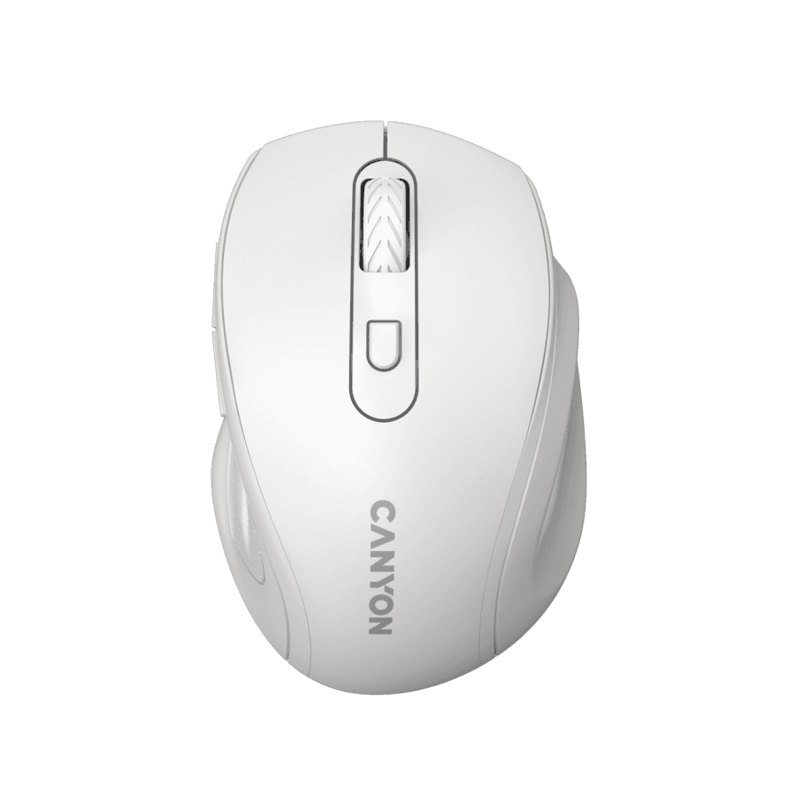 Canyon 6 buttons wireless 2.4Ghz mouse, MX8650A Sensor, DPI up to 1600,Injection case, 3 M life times left and right switches, 2xAAA battery, ABS material, Size: 105x71x40mm, Weight: 59g, white