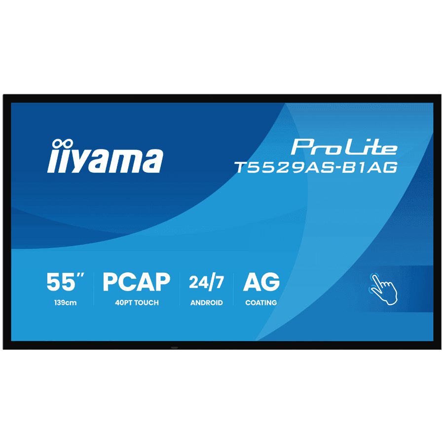 T5529AS-B1AG - IIYAMA 55" All-In-One Interactive Display with Android 14 OS, Zero Gap Air Bonding - DeepContrast PCAP, 20-Points Touch Screen,