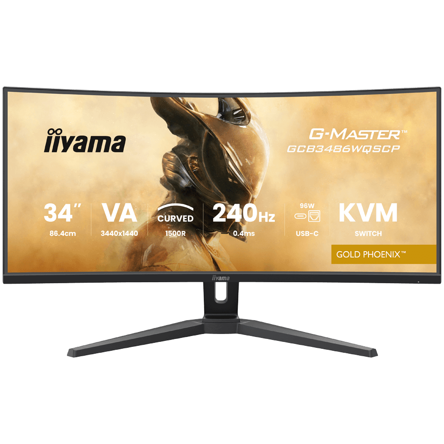 34" UW VA-panel, Curved Gaming 1500R,G-Master Gold Phoenix, 3440x1440-240Hz (21:9),0,4ms (MPRT),500cdm HDR400,FreeSync Premium,Speakers,2xHDMI (2.1) VRR/ALLM,2xDisplayPort, USB-C DOCK (LAN/KVM/95W PD),USB 2x3,2+1xC, PIP/PBP,13cm Height Adj. Stand